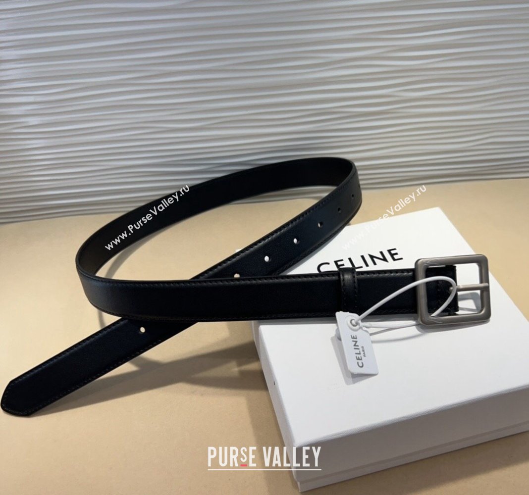 Celine Triomphe Medium Calfskin Belt 3cm with Pin Buckle Black 2024 CE102203 (99-241022038)