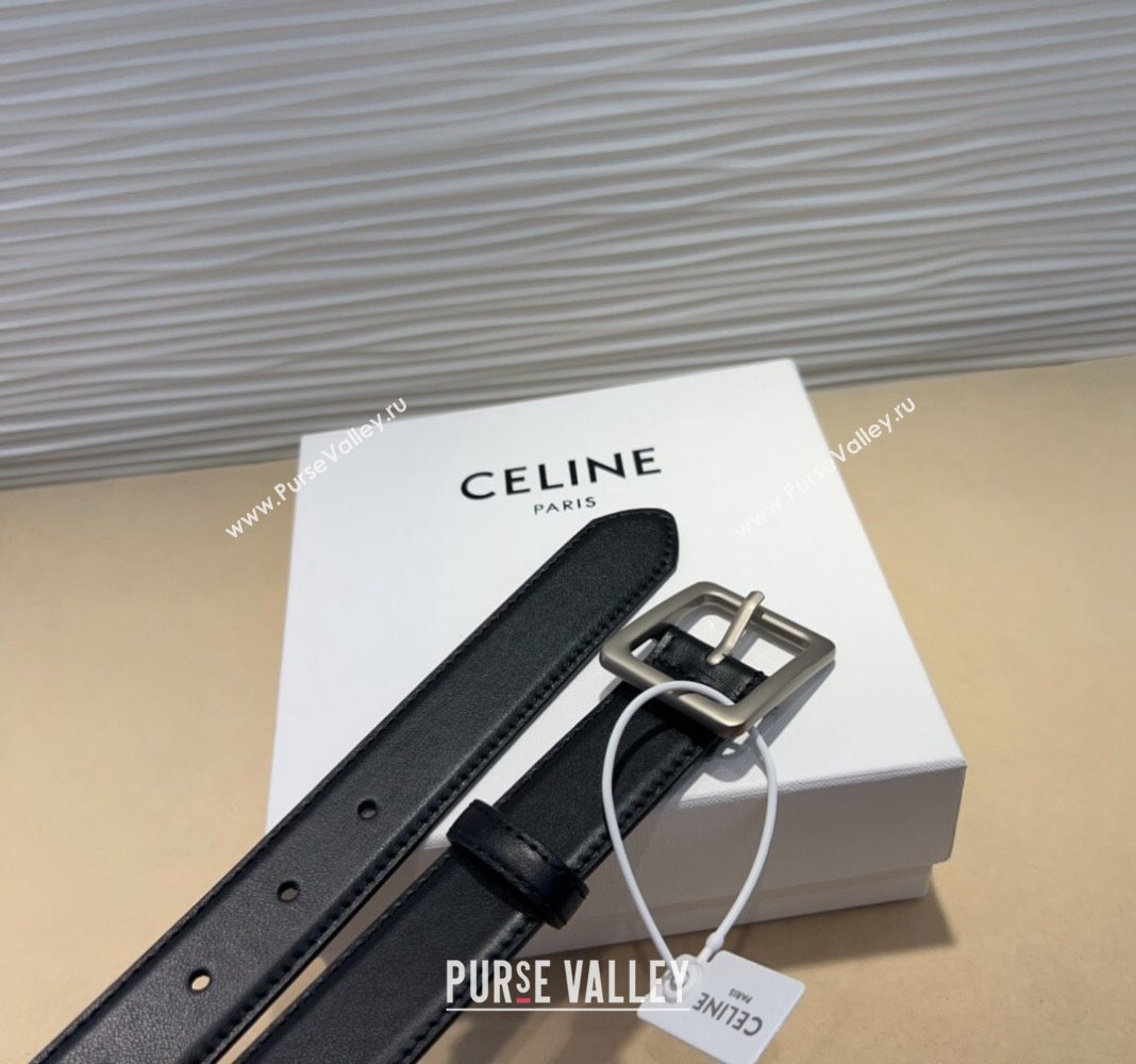 Celine Triomphe Medium Calfskin Belt 3cm with Pin Buckle Black 2024 CE102203 (99-241022038)