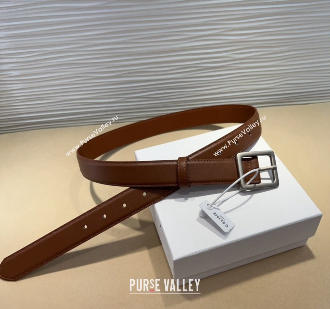 Celine Triomphe Medium Calfskin Belt 3cm with Pin Buckle Tan Brown 2024 CE102203 (99-241022039)