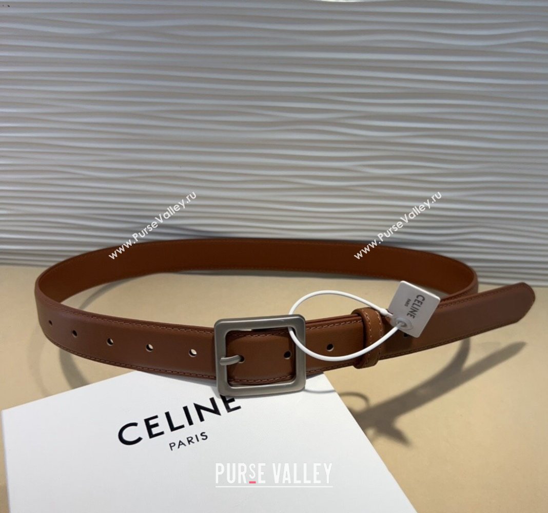 Celine Triomphe Medium Calfskin Belt 3cm with Pin Buckle Tan Brown 2024 CE102203 (99-241022039)