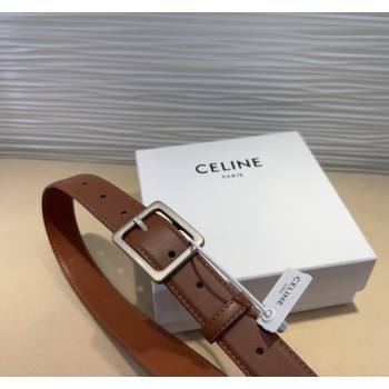 Celine Triomphe Medium Calfskin Belt 3cm with Pin Buckle Tan Brown 2024 CE102203 (99-241022039)