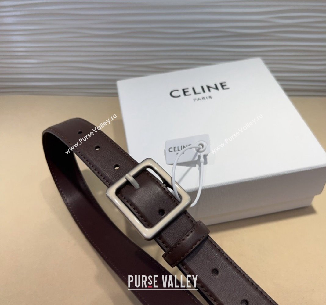 Celine Triomphe Medium Calfskin Belt 3cm with Pin Buckle Dark Brown 2024 CE102203 (99-241022040)