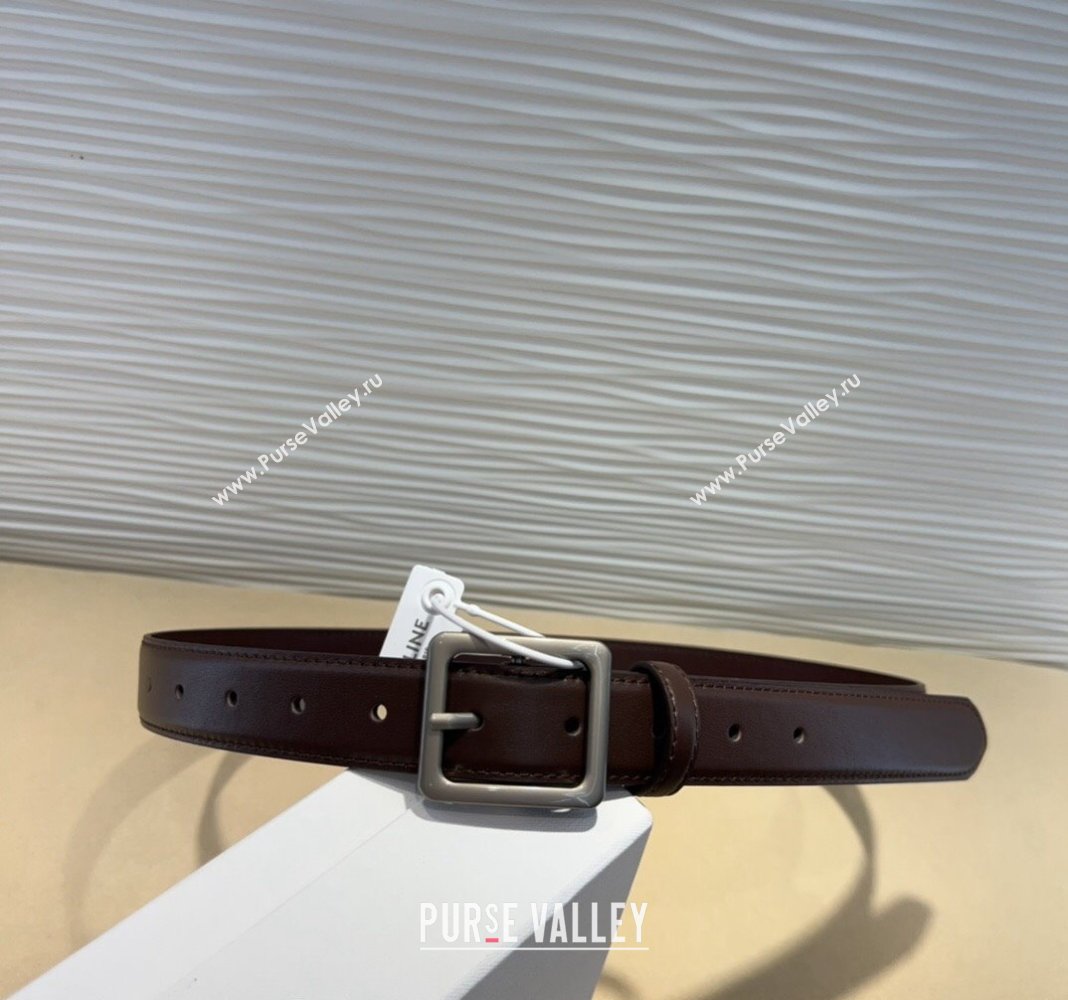 Celine Triomphe Medium Calfskin Belt 3cm with Pin Buckle Dark Brown 2024 CE102203 (99-241022040)