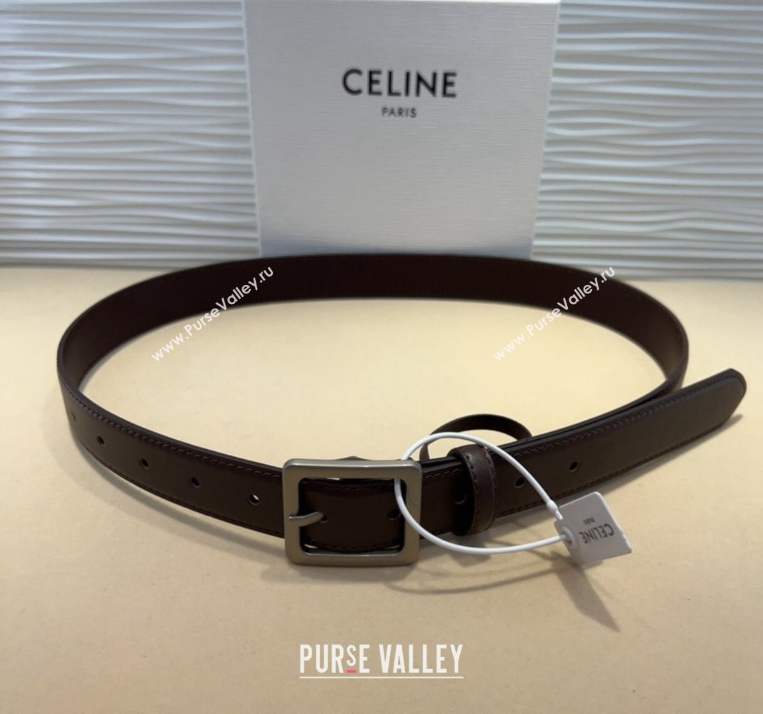 Celine Triomphe Medium Calfskin Belt 3cm with Pin Buckle Dark Brown 2024 CE102203 (99-241022040)