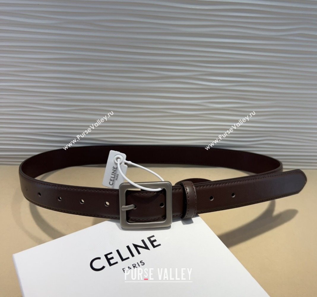 Celine Triomphe Medium Calfskin Belt 3cm with Pin Buckle Dark Brown 2024 CE102203 (99-241022040)