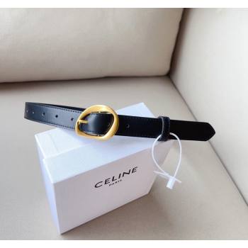 Celine Calfskin Belt 2.5cm with Pin Buckle Black 2024 CE102204 (99-241022041)