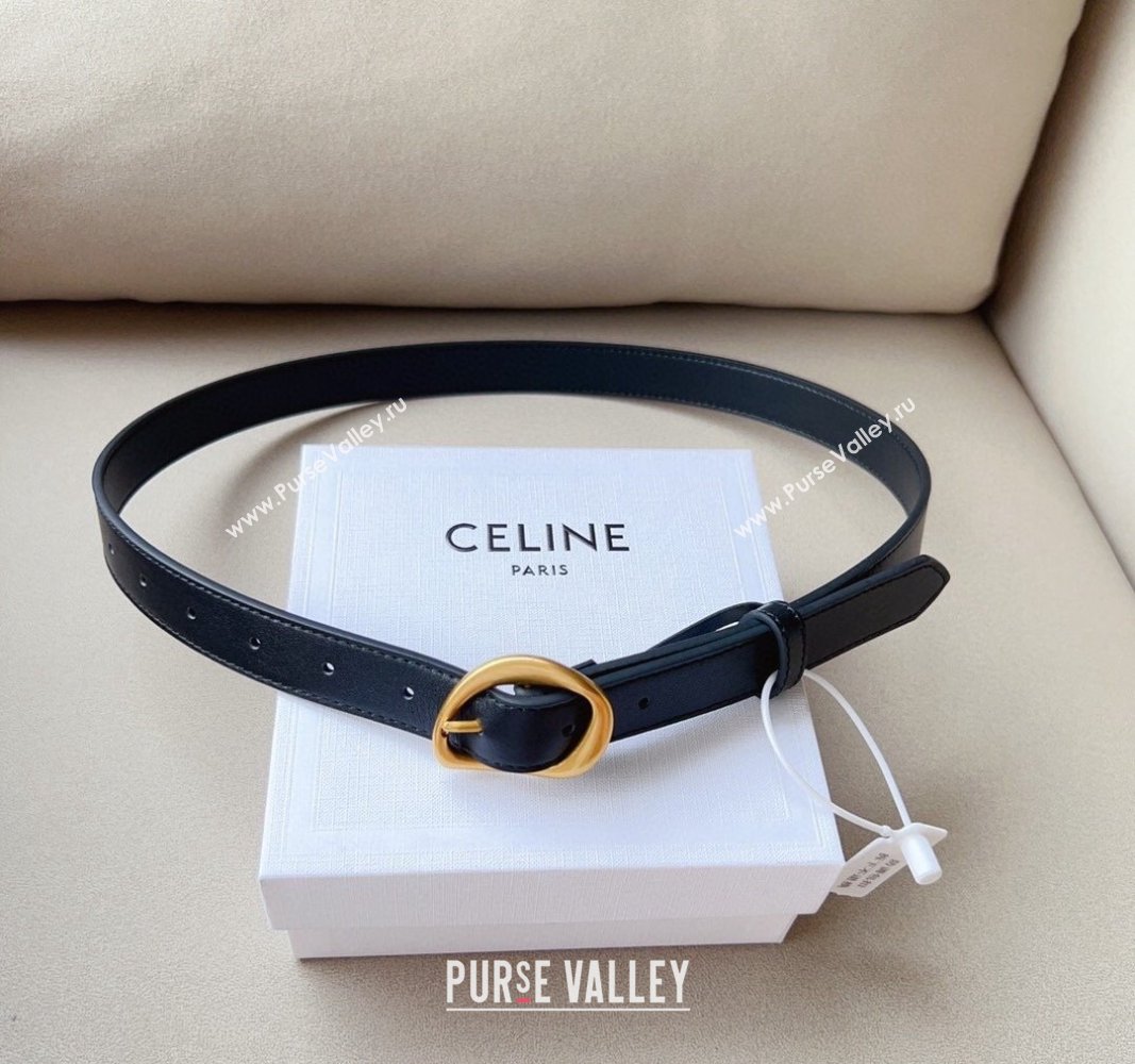 Celine Calfskin Belt 2.5cm with Pin Buckle Black 2024 CE102204 (99-241022041)