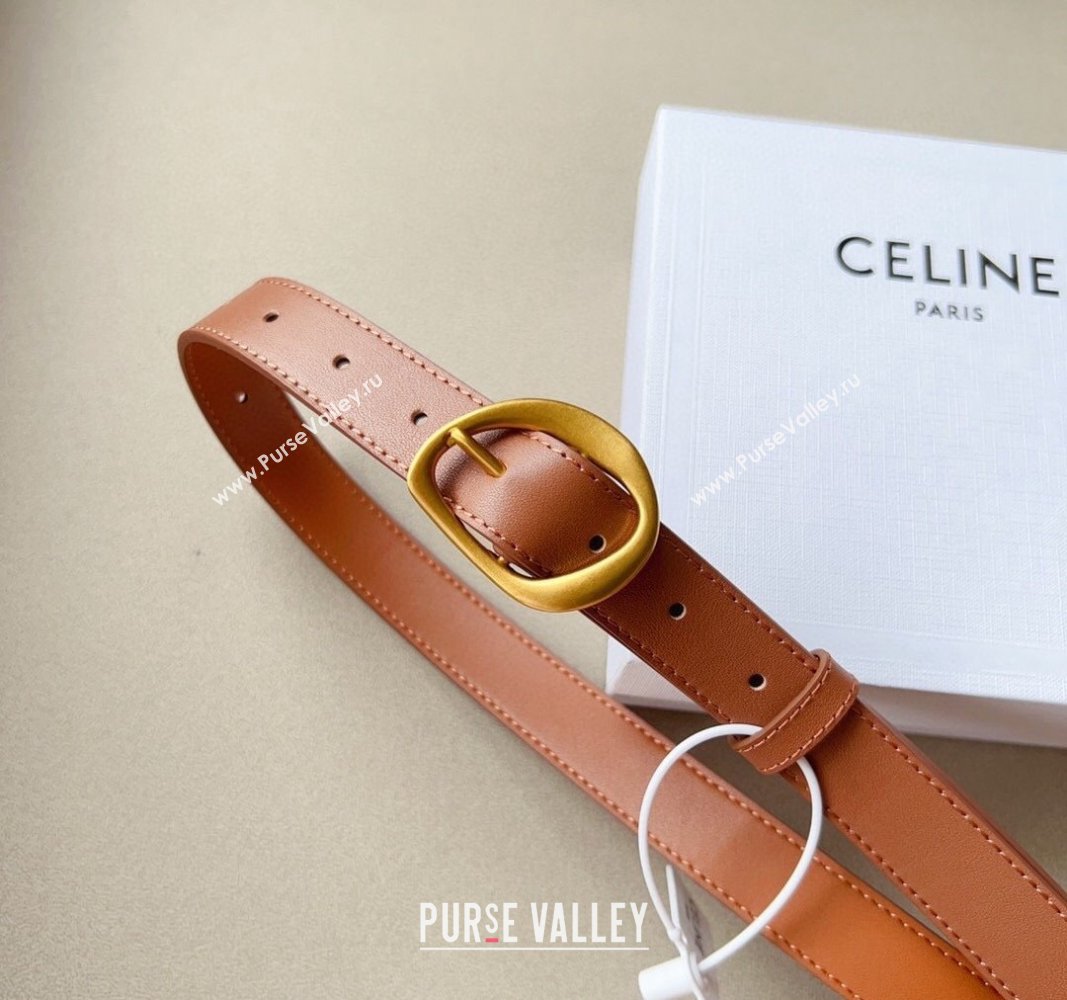 Celine Calfskin Belt 2.5cm with Pin Buckle Tan Brown 2024 CE102204 (99-241022042)