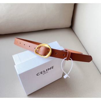 Celine Calfskin Belt 2.5cm with Pin Buckle Tan Brown 2024 CE102204 (99-241022042)