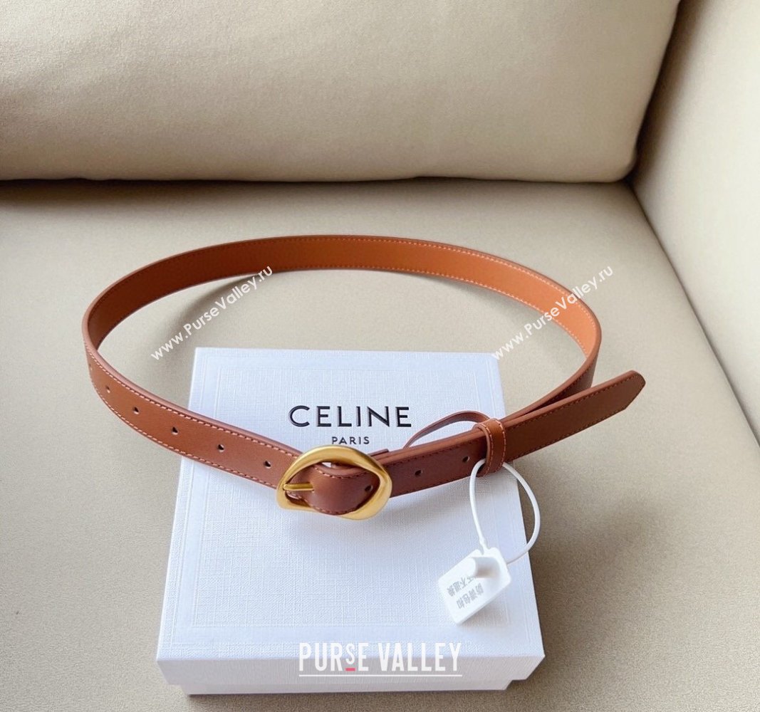 Celine Calfskin Belt 2.5cm with Pin Buckle Tan Brown 2024 CE102204 (99-241022042)