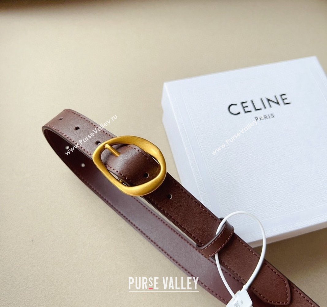 Celine Calfskin Belt 2.5cm with Pin Buckle Dark Brown 2024 CE102204 (99-241022044)