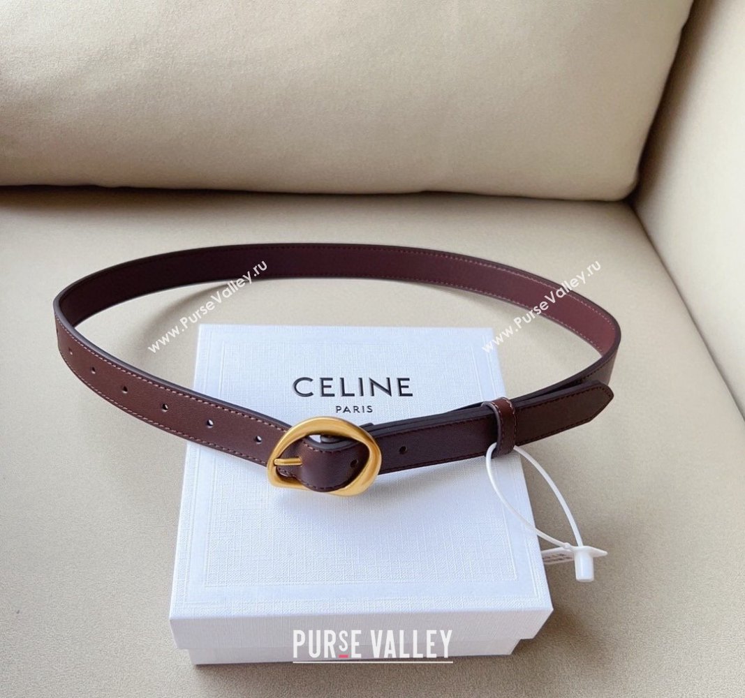 Celine Calfskin Belt 2.5cm with Pin Buckle Dark Brown 2024 CE102204 (99-241022044)