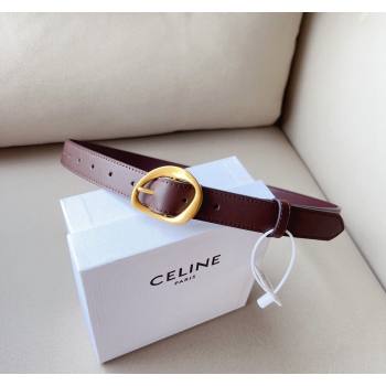 Celine Calfskin Belt 2.5cm with Pin Buckle Dark Brown 2024 CE102204 (99-241022044)