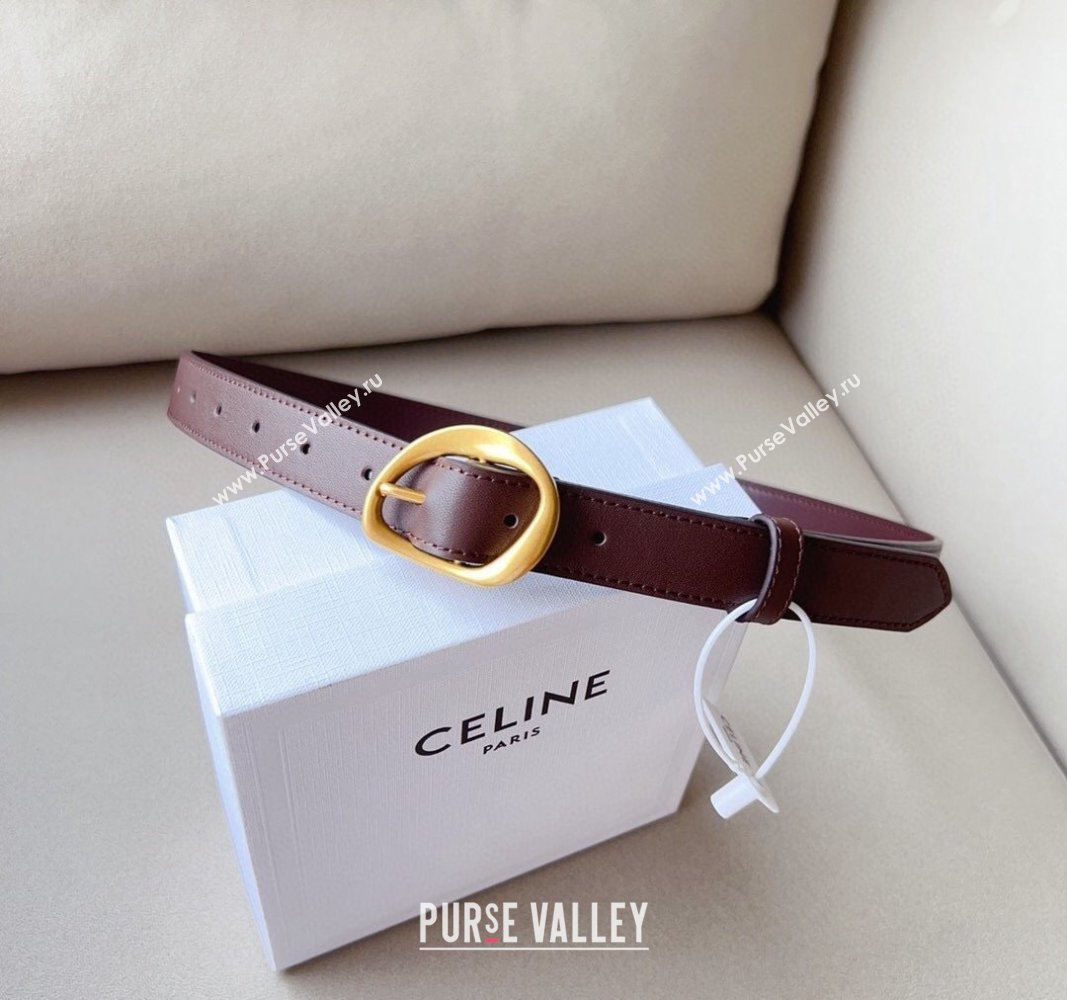 Celine Calfskin Belt 2.5cm with Pin Buckle Dark Brown 2024 CE102204 (99-241022044)