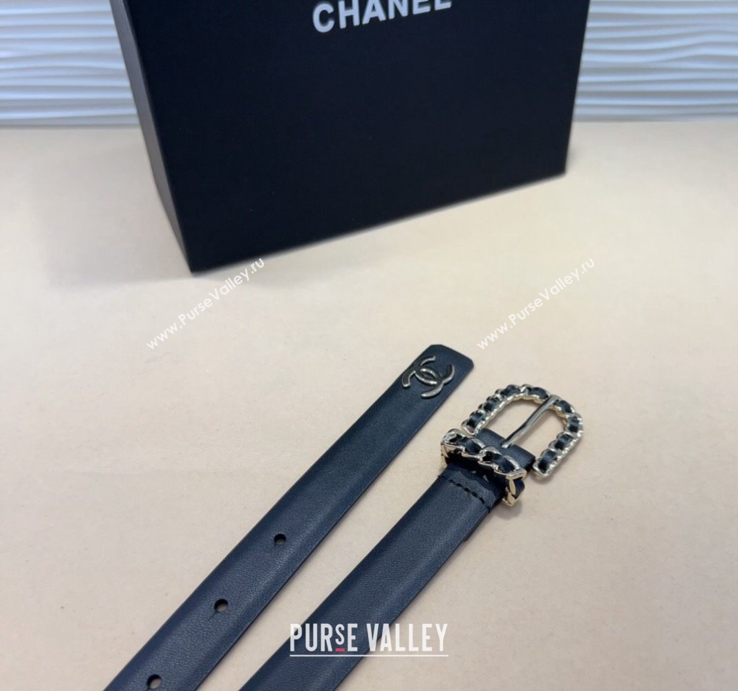 Chanel Classic Calfskin Belt 3cm with Chain Buckle Black/Gold 2024 CH102201 (99-241022058)