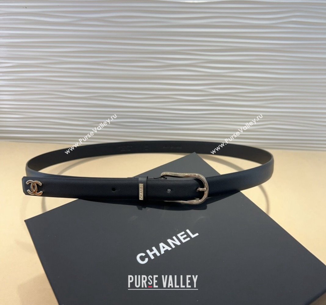 Chanel Classic Calfskin Belt 3cm with Metal Buckle Black/Gold 2024 CH102201 (99-241022060)