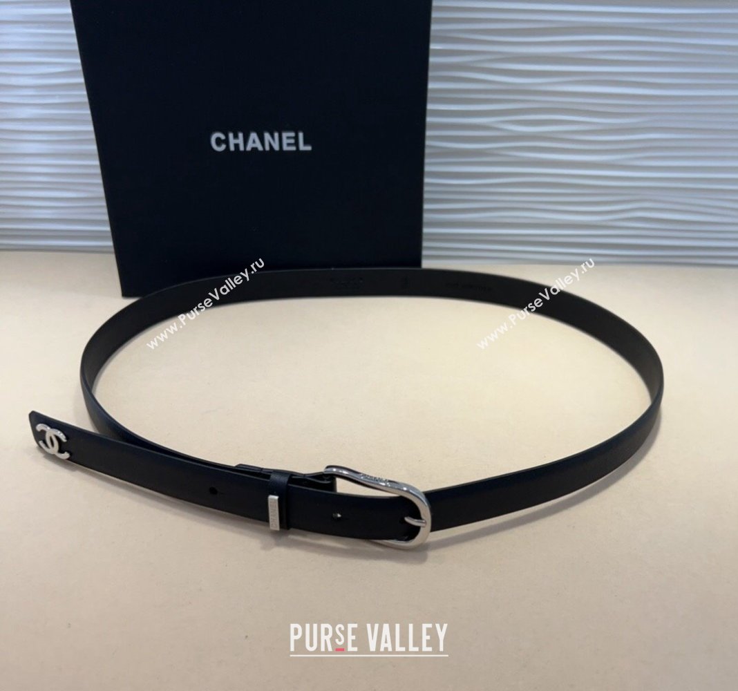 Chanel Classic Calfskin Belt 3cm with Metal Buckle Black/Silver 2024 CH102201 (99-241022061)