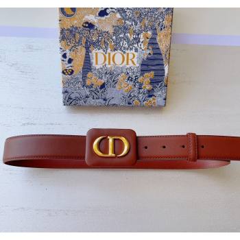 Dior Bobby Calfskin Belt 3.4cm with CD Buckle Brown 2024 (99-241022002)