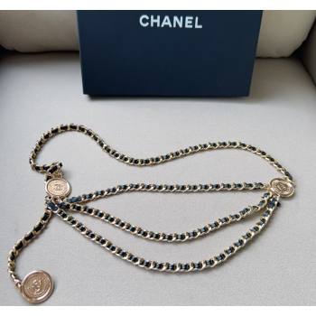 Chanel Chain and Leather Belt with Coin Black 2024 CH102301 (99-241023001)