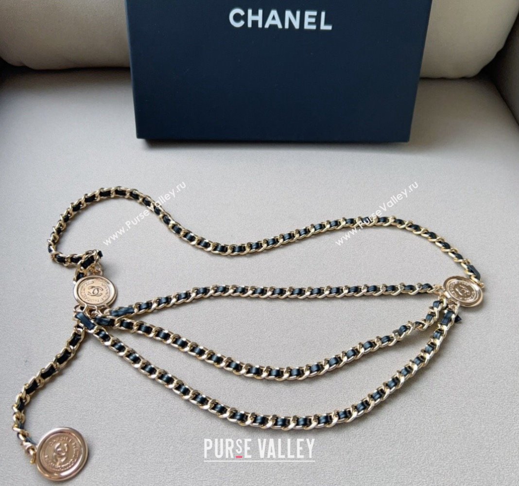 Chanel Chain and Leather Belt with Coin Black 2024 CH102301 (99-241023001)