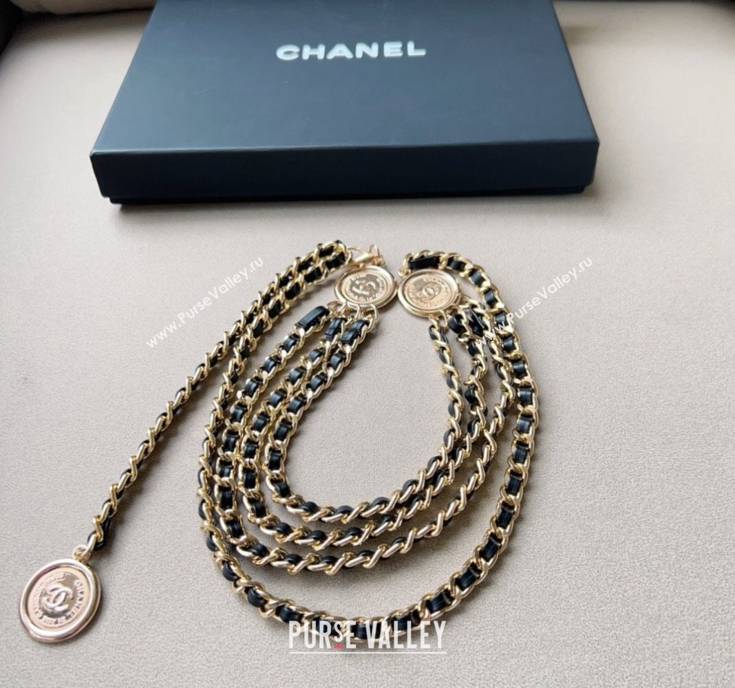 Chanel Chain and Leather Belt with Coin Black 2024 CH102301 (99-241023001)