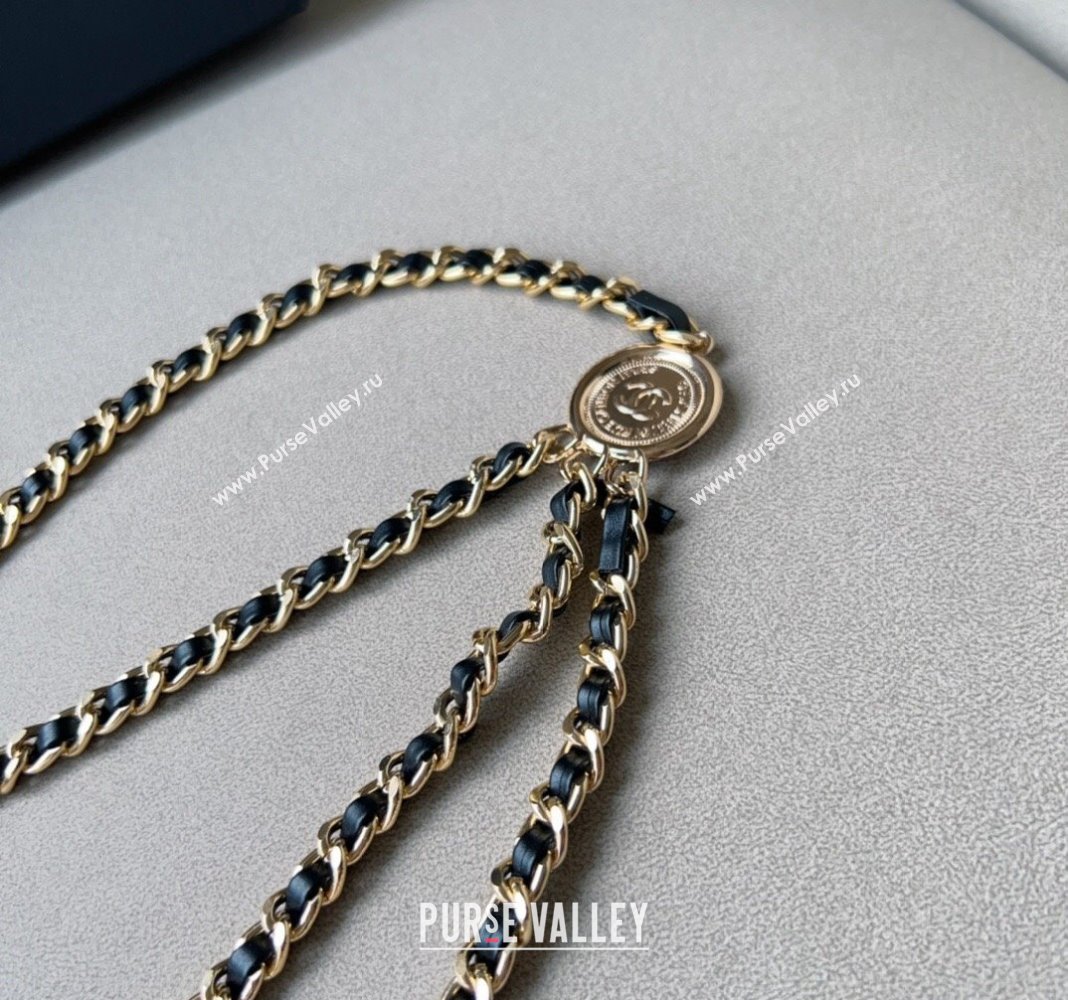 Chanel Chain and Leather Belt with Coin Black 2024 CH102301 (99-241023001)