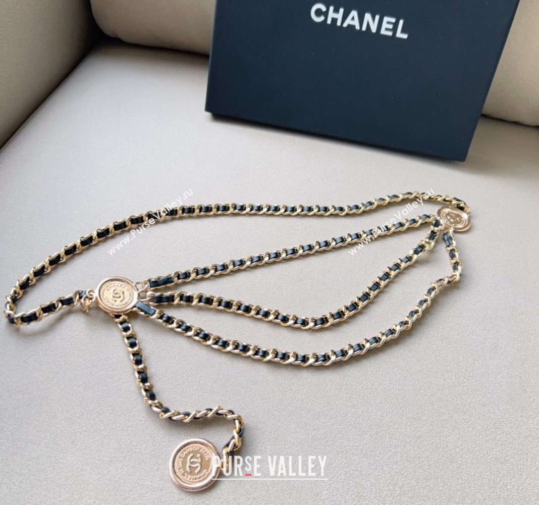 Chanel Chain and Leather Belt with Coin Black 2024 CH102301 (99-241023001)