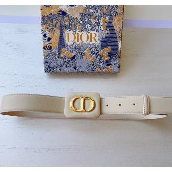 Dior Bobby Calfskin Belt 3.4cm with CD Buckle White 2024 (99-241022003)