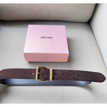 Miu Miu Suede Belt 3.4cm with Pin Buckle Brown 2024 MM102202 (99-241022051)