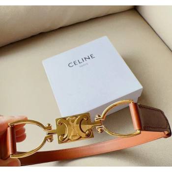 Celine Small Calfskin Belt 1.8cm with Logo Chain 2024 CE102205 (99-241022045)