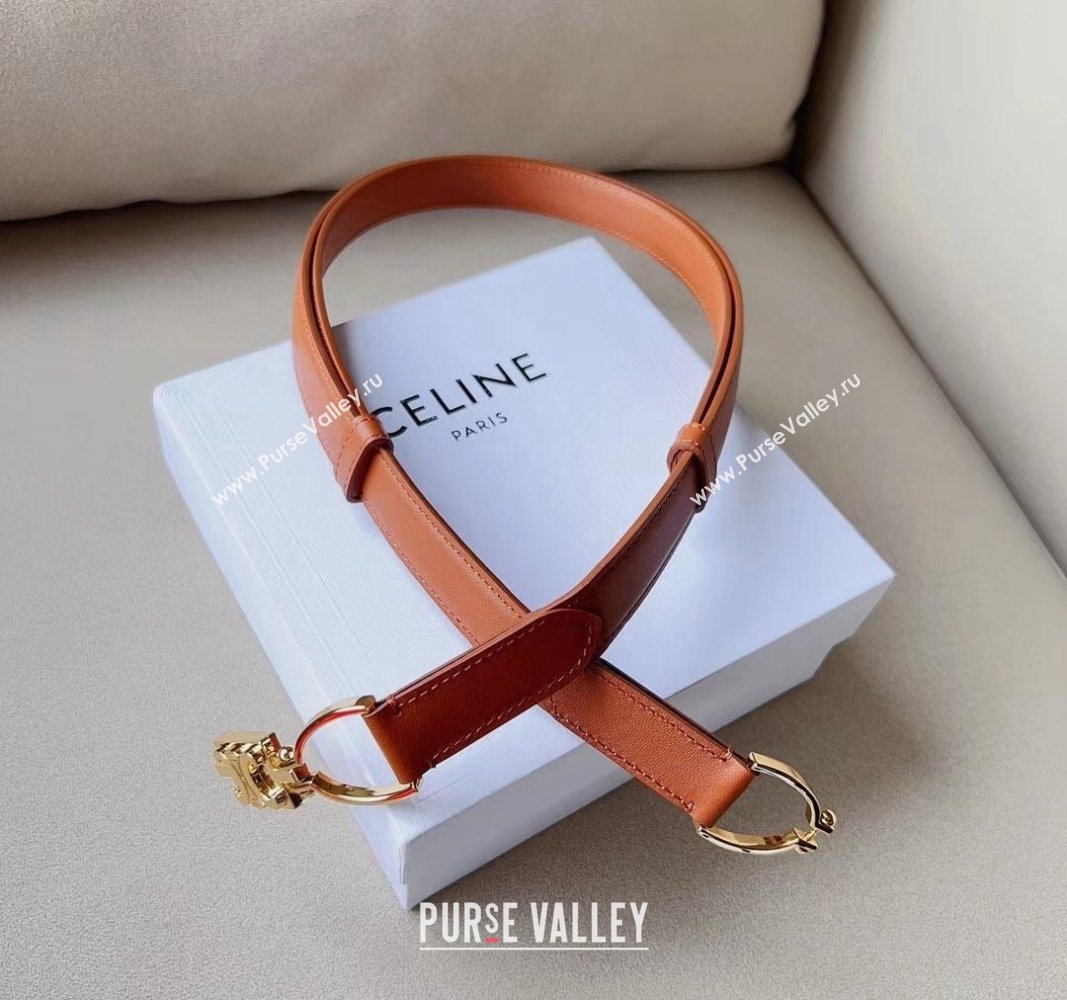 Celine Small Calfskin Belt 1.8cm with Logo Chain 2024 CE102205 (99-241022045)