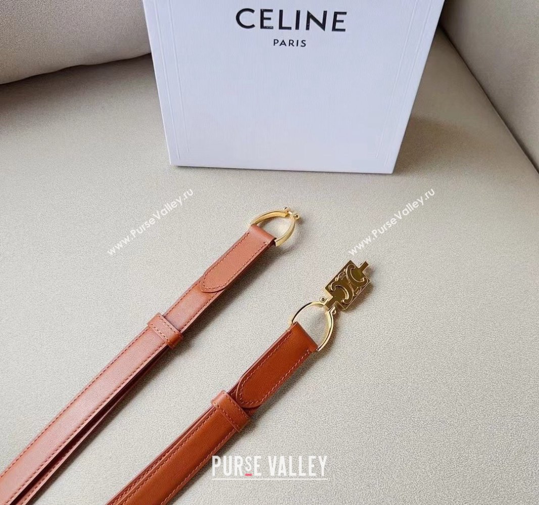 Celine Small Calfskin Belt 1.8cm with Logo Chain 2024 CE102205 (99-241022045)