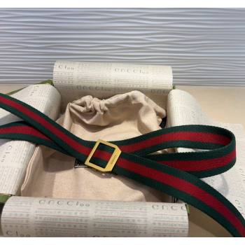 Gucci Web Belt with Rectangular Buckle Green 2024 GG102104 (99-241021123)