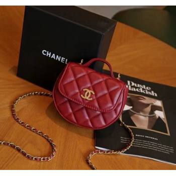 Chanel Quilted Calfskin Clutch with Chain and Top Handle Red 2024 CH102209 (99-241022134)