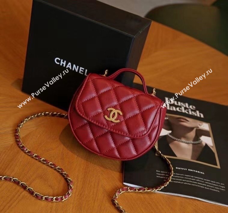 Chanel Quilted Calfskin Clutch with Chain and Top Handle Red 2024 CH102209 (99-241022134)