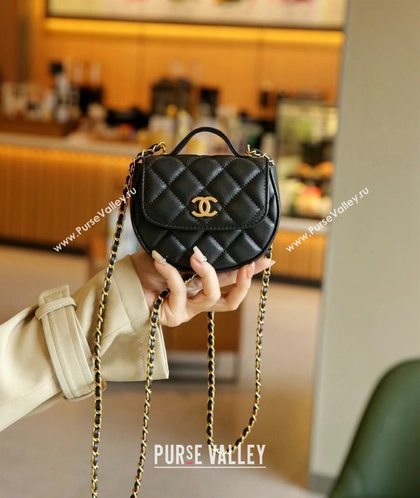 Chanel Quilted Calfskin Clutch with Chain and Top Handle Black 2024 CH102209 (99-241022135)