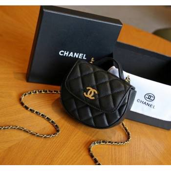 Chanel Quilted Calfskin Clutch with Chain and Top Handle Black 2024 CH102209 (99-241022135)