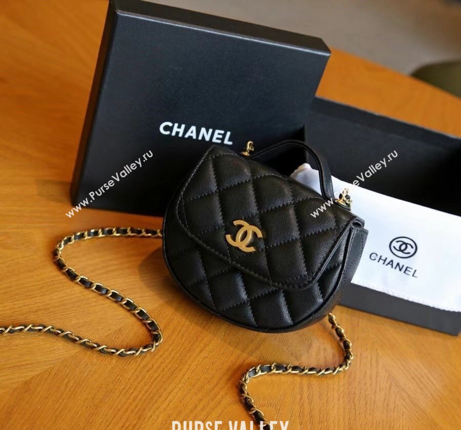 Chanel Quilted Calfskin Clutch with Chain and Top Handle Black 2024 CH102209 (99-241022135)