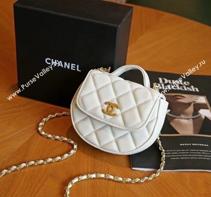 Chanel Quilted Calfskin Clutch with Chain and Top Handle White 2024 CH102209 (99-241022136)