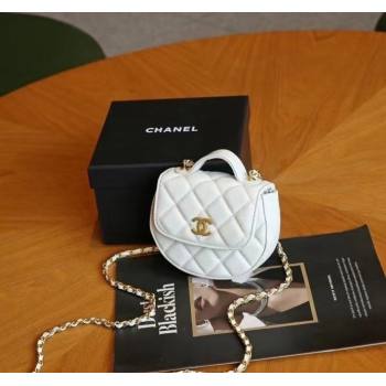 Chanel Quilted Calfskin Clutch with Chain and Top Handle White 2024 CH102209 (99-241022136)