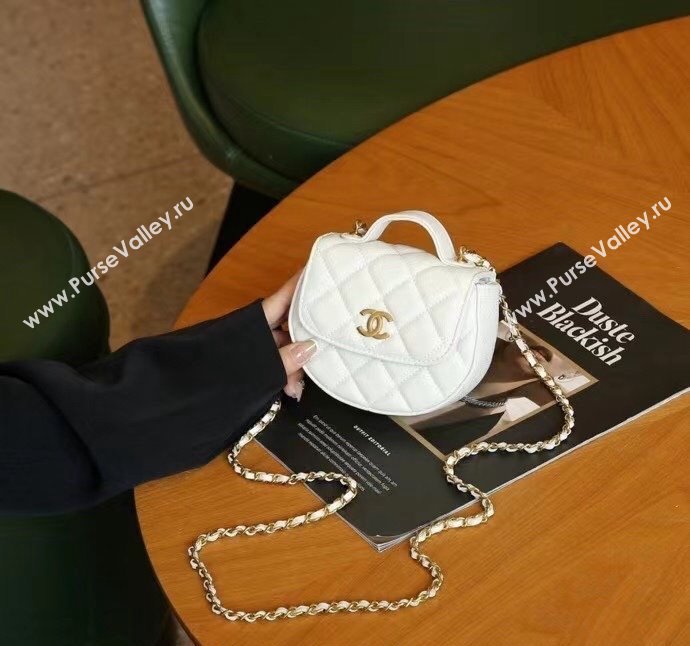 Chanel Quilted Calfskin Clutch with Chain and Top Handle White 2024 CH102209 (99-241022136)