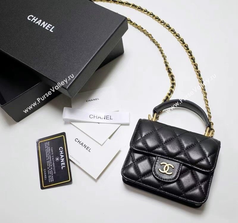 Chanel Quilted Calfskin Clutch with Chain and Top Handle Black 2024 CH102210 (99-241022137)