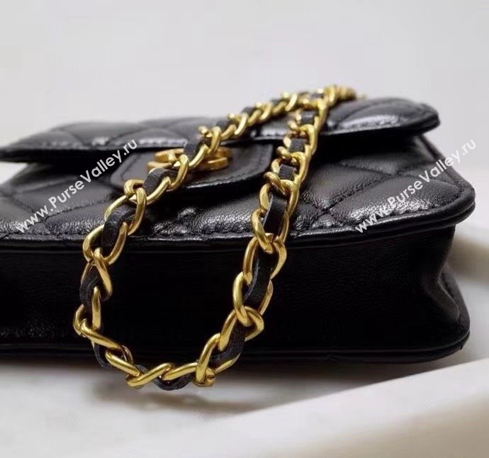 Chanel Quilted Calfskin Clutch with Chain and Top Handle Black 2024 CH102210 (99-241022137)