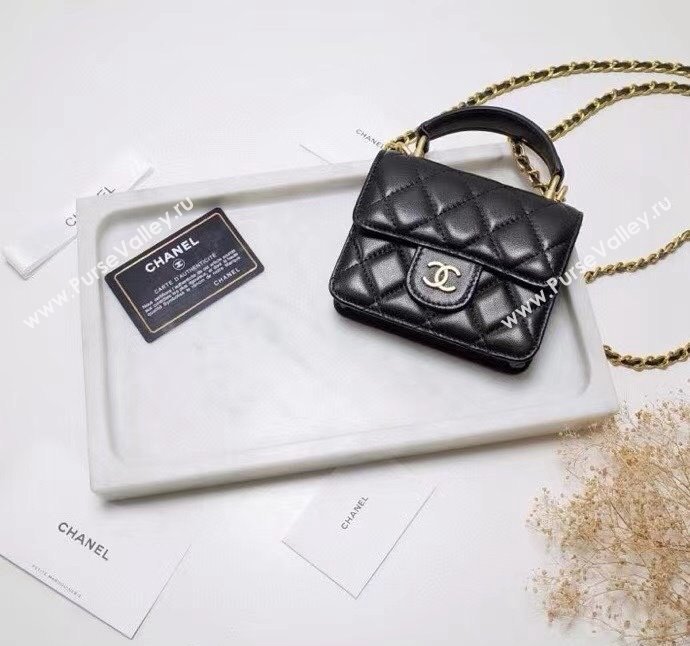 Chanel Quilted Calfskin Clutch with Chain and Top Handle Black 2024 CH102210 (99-241022137)