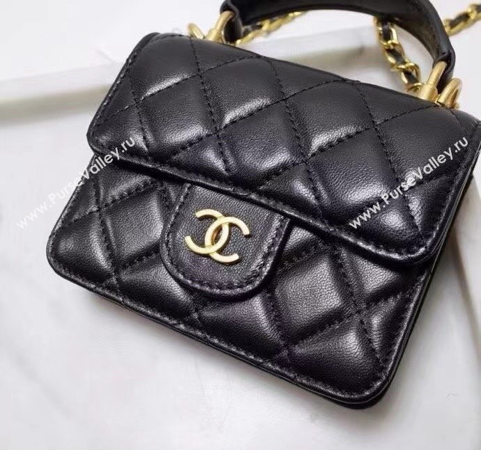 Chanel Quilted Calfskin Clutch with Chain and Top Handle Black 2024 CH102210 (99-241022137)