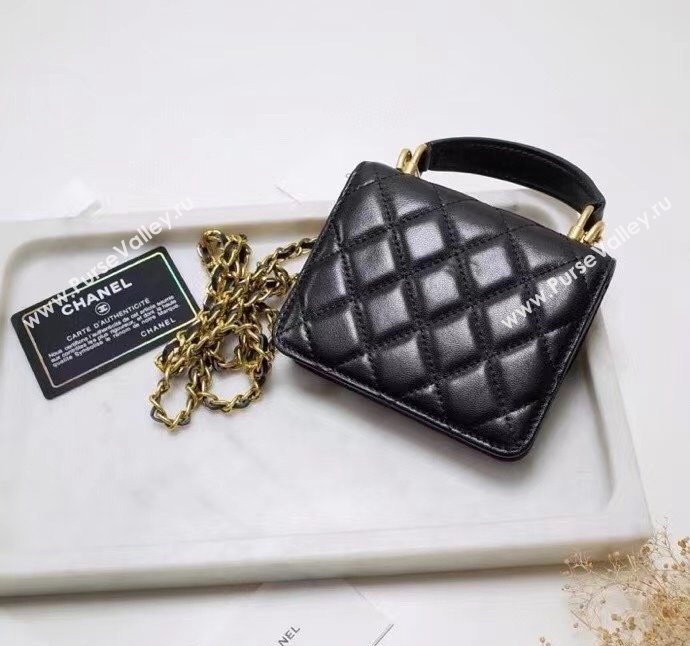 Chanel Quilted Calfskin Clutch with Chain and Top Handle Black 2024 CH102210 (99-241022137)