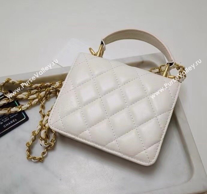 Chanel Quilted Calfskin Clutch with Chain and Top Handle White 2024 CH102210 (99-241022138)