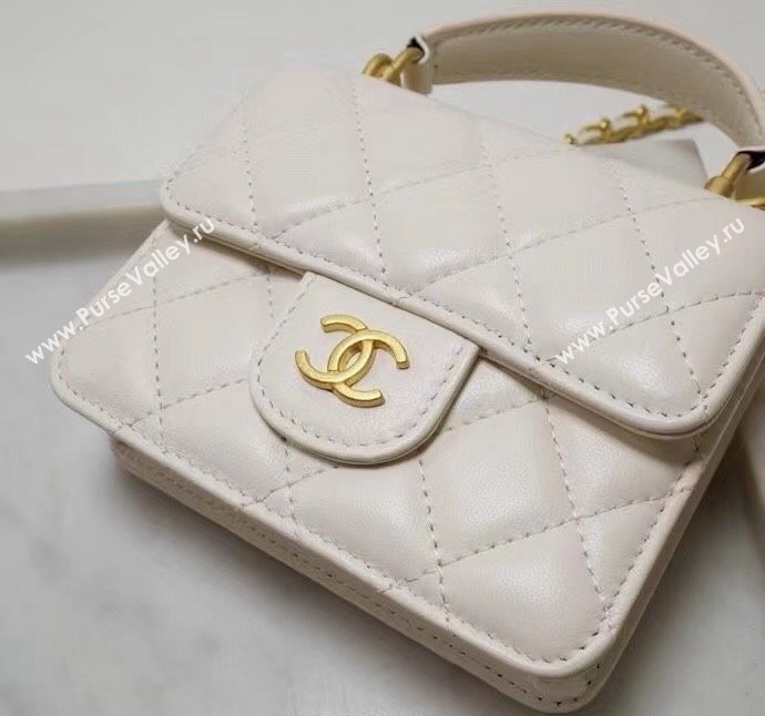 Chanel Quilted Calfskin Clutch with Chain and Top Handle White 2024 CH102210 (99-241022138)