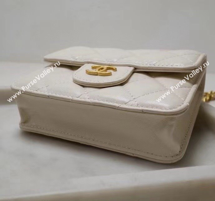 Chanel Quilted Calfskin Clutch with Chain and Top Handle White 2024 CH102210 (99-241022138)