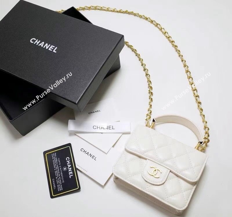 Chanel Quilted Calfskin Clutch with Chain and Top Handle White 2024 CH102210 (99-241022138)